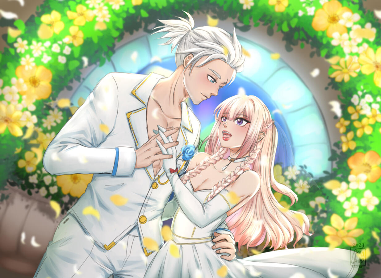 Nov 2023 Fanart - My Time at Sandrock Logan and Player MC